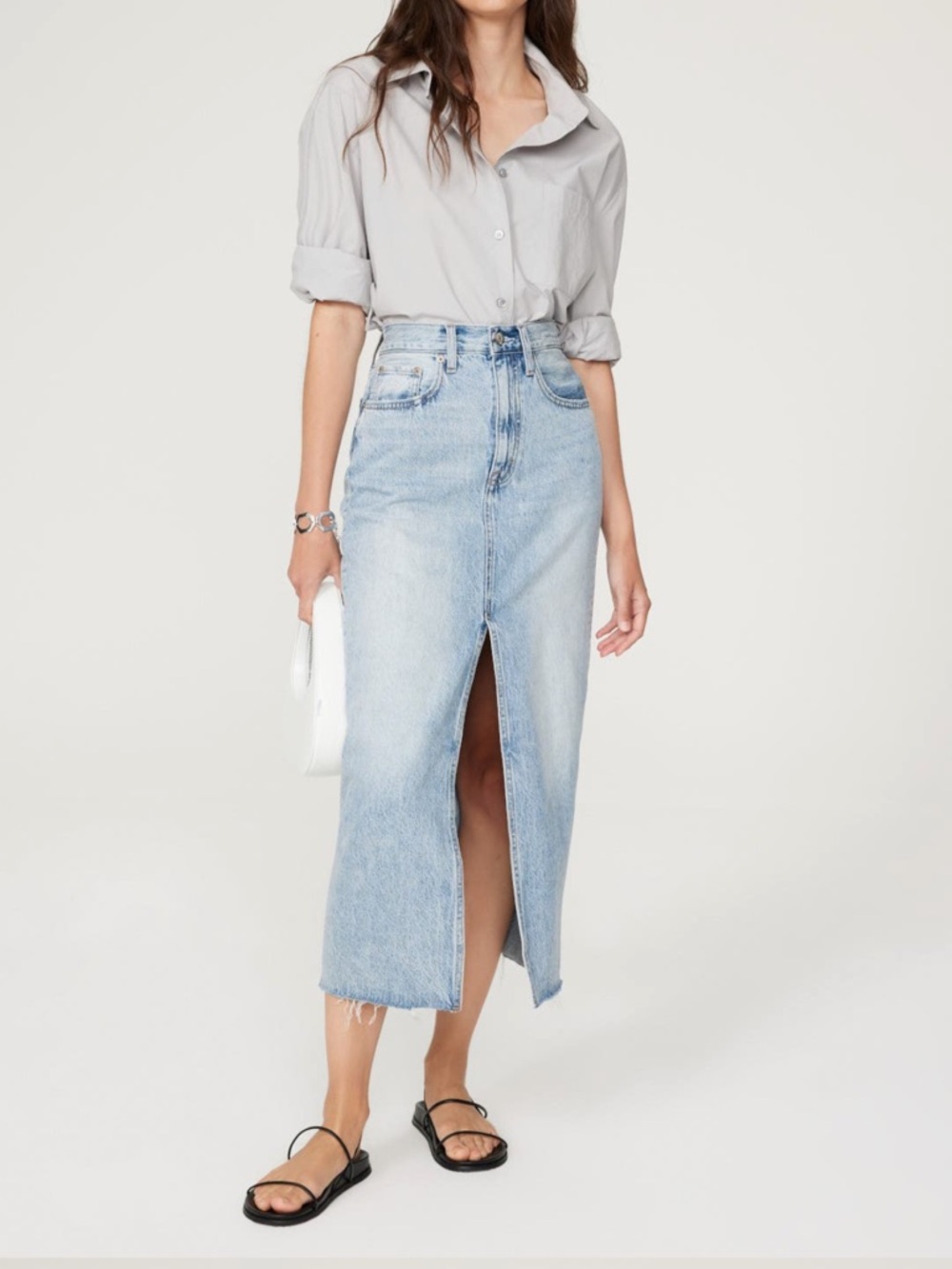 Pistola Alice Light Wash Blue Denim Skirt